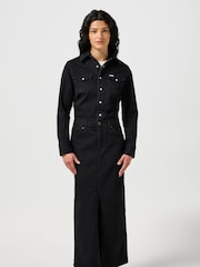 Wrangler Black Denim Maxi Denim Dress - Image 2 of 6