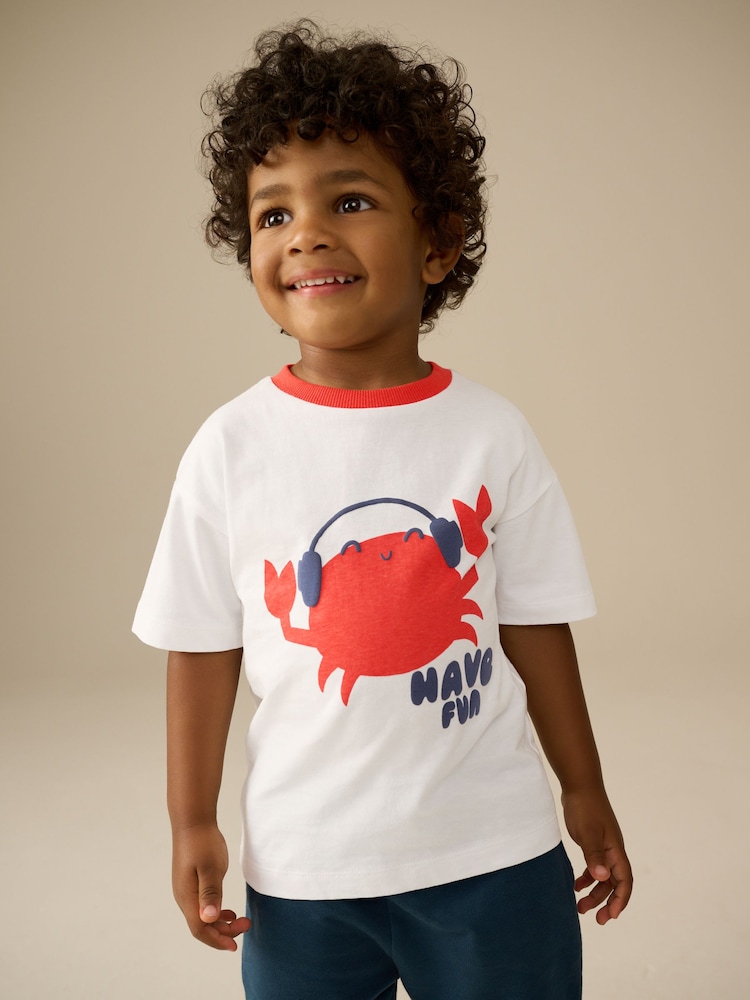 Red Crab 100% Cotton Short Sleeve Graphic Print T-Shirt (3mths-8yrs) - Image 1 of 7