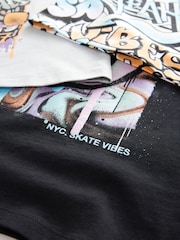 Schwarz/Grau/Orange Graffiti - Kurze Pyjamas im 3er-Pack (3–16Jahre) - Bild 4 von 4