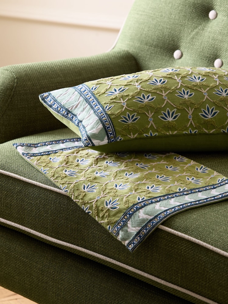 Nina Campbell Lotus Trellis Embroidered Cushion Cover - Изображение 1 из 4