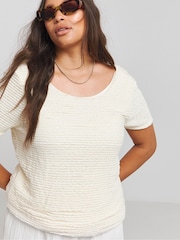 Simply Be Scoop Back Frill Lace T-Shirt - Imagen 1 de 4