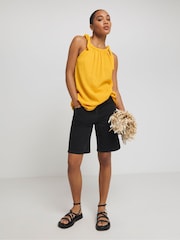 Simply Be Orange Tie Shoulder Textured Top - Image 1 of 4
