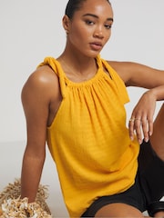 Simply Be Orange Tie Shoulder Textured Top - Image 2 of 4