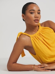 Simply Be Orange Tie Shoulder Textured Top - Image 4 of 4