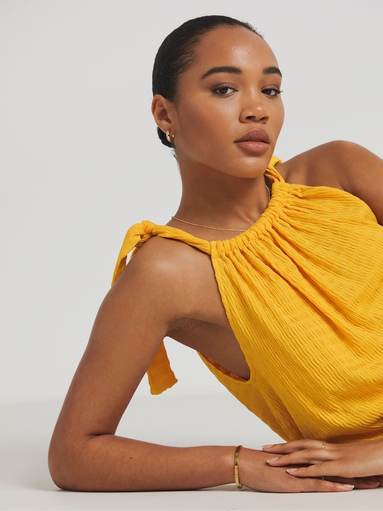 Simply Be Orange Tie Shoulder Textured Top - Image 4 of 4