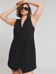 Simply Be Black Black Boxy Tailored Waistcoat Dress - Image 1 of 4