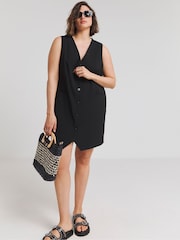 Simply Be Black Black Boxy Tailored Waistcoat Dress - Image 3 of 4