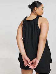 Simply Be Black Tie Shoulder Textured Top - Image 2 of 4