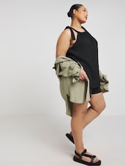 Simply Be Black Tie Shoulder Textured Top - Image 3 of 4