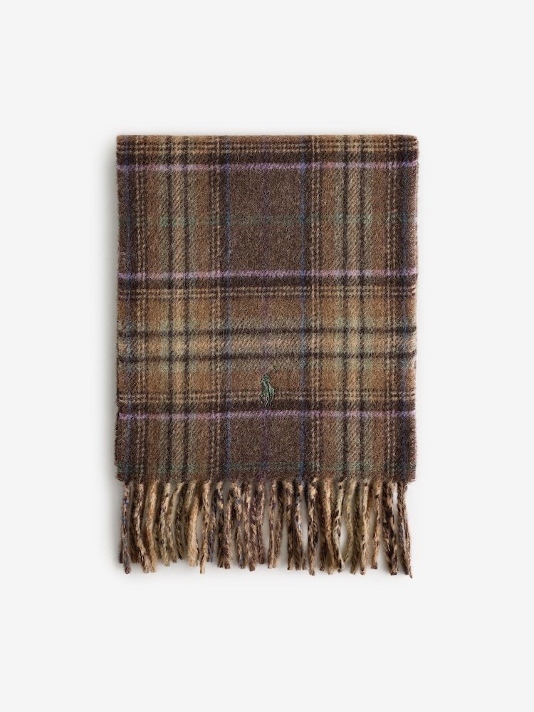 Коричневый - Polo Ralph Lauren Wool Blend Double Brown Scarf - Изображение 1 из 3