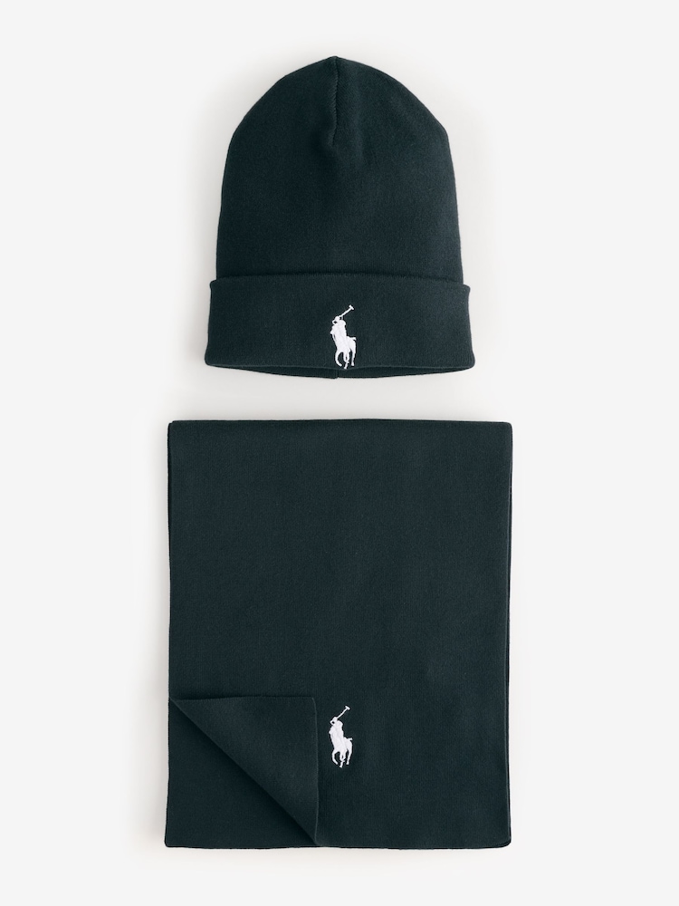Polo Ralph Lauren Pony Logo Cotton Hat & Scarf Gift Set - Image 1 of 2