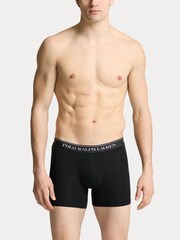 Черный/зеленый/бежевый простой - Polo Ralph Lauren Стрейчевый хлопок боксеры 3 упаковка - Изображение 3 из 6