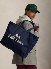 Polo Ralph Lauren Blue Embroidered Logo Canvas 100% Cotton Tote Bag - Image 2 of 7