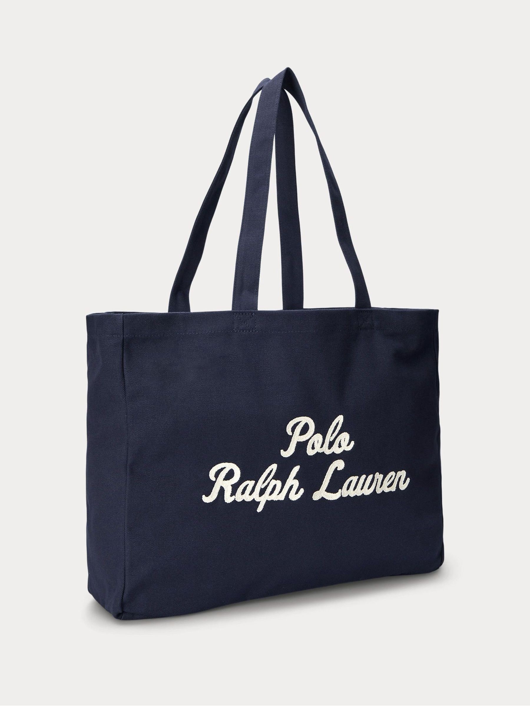 Buy Polo Ralph Lauren Blue Embroidered Logo Canvas Cotton Tote Bag