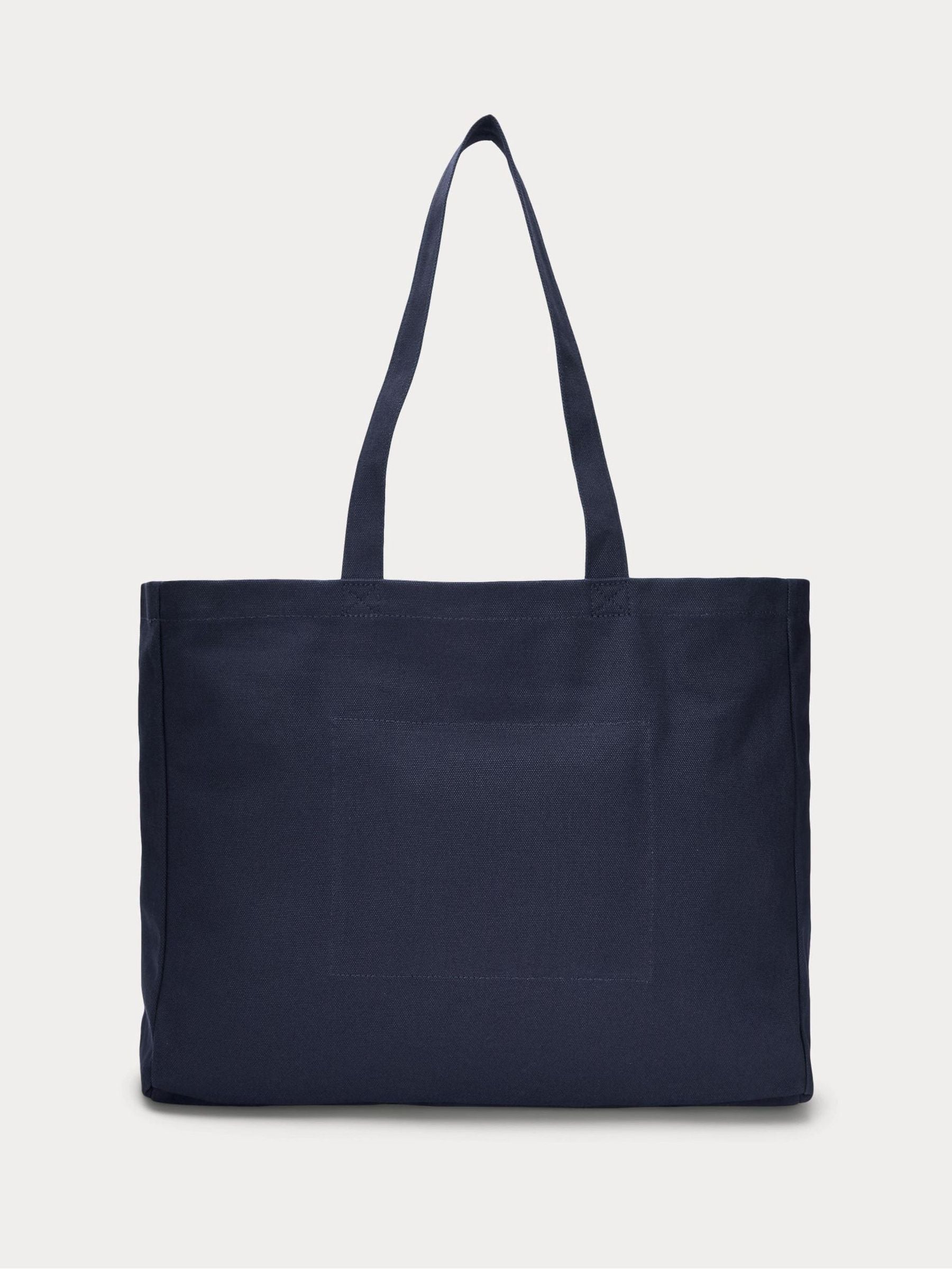 Buy Polo Ralph Lauren Blue Embroidered Logo Canvas Cotton Tote Bag