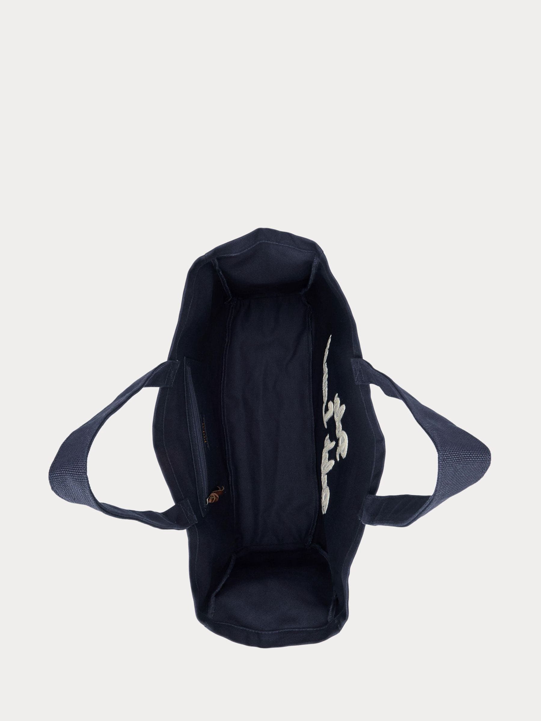 Buy Polo Ralph Lauren Blue Embroidered Logo Canvas Cotton Tote Bag