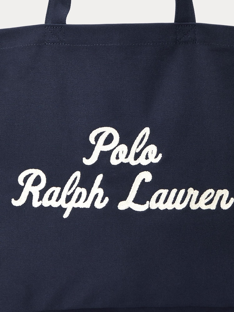 Polo Ralph Lauren Blue Embroidered Logo Canvas 100% Cotton Tote Bag - Image 7 of 7