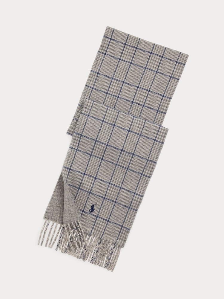 Серый - Polo Ralph Lauren Wool Blend Double Brown Scarf - Изображение 1 из 4