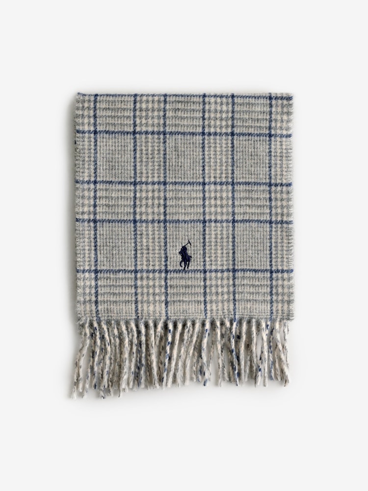 Серый - Polo Ralph Lauren Wool Blend Double Brown Scarf - Изображение 2 из 4
