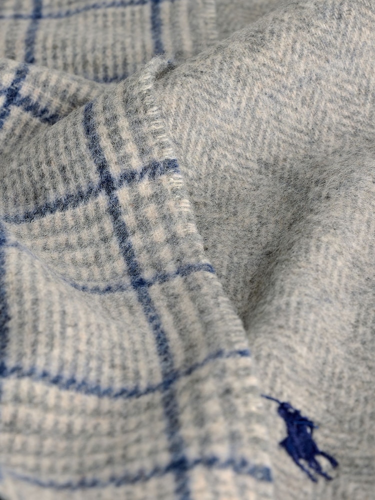 Серый - Polo Ralph Lauren Wool Blend Double Brown Scarf - Изображение 4 из 4