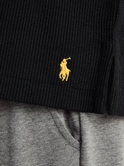 Niebieski - Polo Ralph Lauren Bluzka z waflową fakturą, zapinana na guziki, z długim rękawem - Obraz 4 z 5