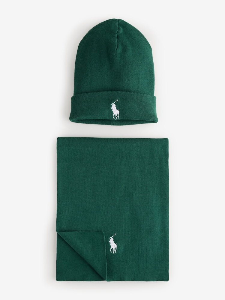 Polo Ralph Lauren Pony Logo Cotton Hat & Scarf Gift Set - Image 1 of 2
