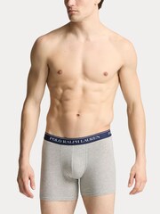 Темно-синий/серый/красный принт с пони - Polo Ralph Lauren Stretch Cotton Boxers 3 Pack - Image 3 of 6