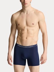 Темно-синий/серый/красный принт с пони - Polo Ralph Lauren Stretch Cotton Boxers 3 Pack - Image 4 of 6