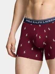 Темно-синий/серый/красный принт с пони - Polo Ralph Lauren Stretch Cotton Boxers 3 Pack - Image 6 of 6