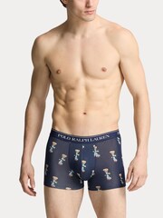Красный/светло-синий/темно-синий с принтом медведя - Polo Ralph Lauren Stretch Cotton Boxers 3 Pack - Image 4 of 6