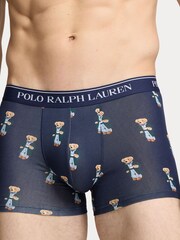 Красный/светло-синий/темно-синий с принтом медведя - Polo Ralph Lauren Stretch Cotton Boxers 3 Pack - Image 6 of 6