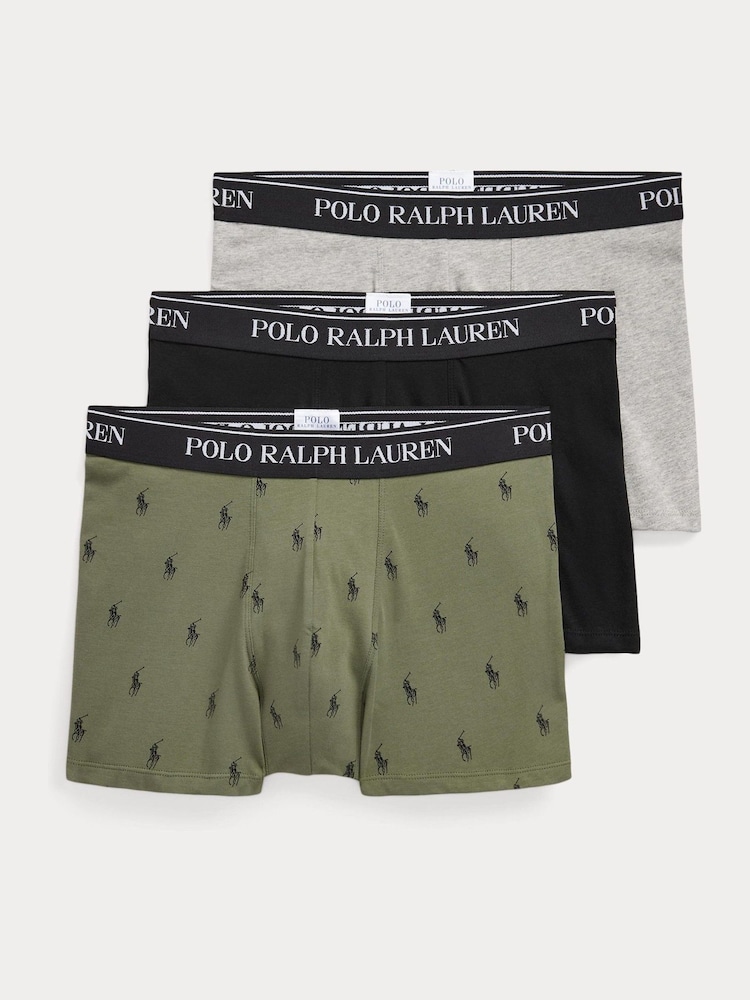 Зеленый - Polo Ralph Lauren Stretch Cotton Boxers 3 Pack - Image 1 of 6