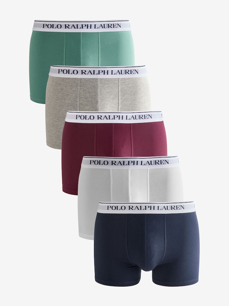 Polo Ralph Lauren Blue Classic Stretch Boxers 5 Pack - Image 1 of 6