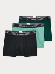 Зеленый/бирюзовый/черный равнинный - Polo Ralph Lauren Stretch Cotton Boxers 3 Pack - Image 1 of 6