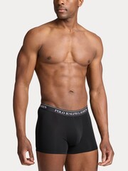 Зеленый/бирюзовый/черный равнинный - Polo Ralph Lauren Stretch Cotton Boxers 3 Pack - Image 2 of 6