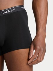 Зеленый/бирюзовый/черный равнинный - Polo Ralph Lauren Stretch Cotton Boxers 3 Pack - Image 3 of 6