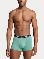 Зеленый/бирюзовый/черный равнинный - Polo Ralph Lauren Stretch Cotton Boxers 3 Pack - Image 5 of 6