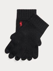 Синий - Polo Ralph Lauren перчатки из шерсти пони Signature - Image 1 of 2