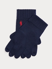 Темно-синий - Polo Ralph Lauren перчатки из шерсти пони Signature - Image 1 of 2