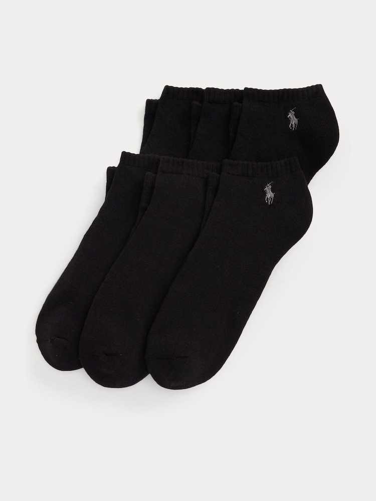 Polo Ralph Lauren Black Cushioned Low-Cut Socks 6 Pack - Image 1 of 4