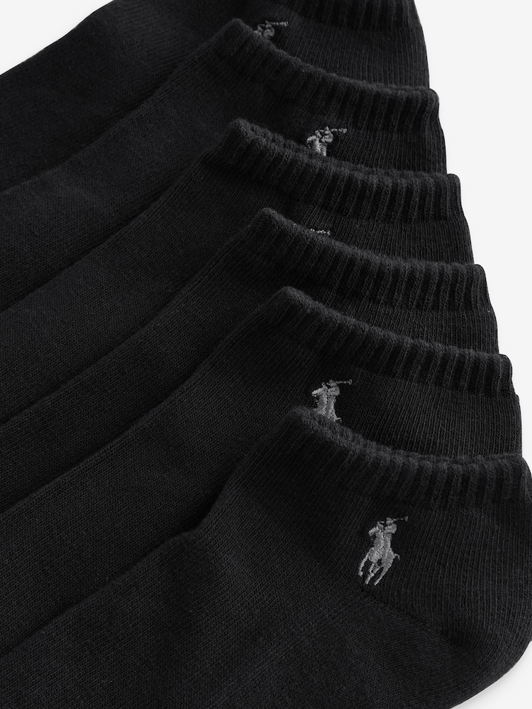 Polo Ralph Lauren Black Cushioned Low-Cut Socks 6 Pack - Image 2 of 4