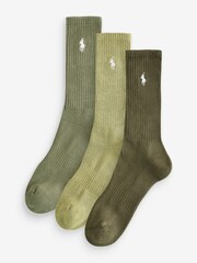 Polo Ralph Lauren Pony Logo Ribbed Crew Socks 3 Pack - Image 1 of 6