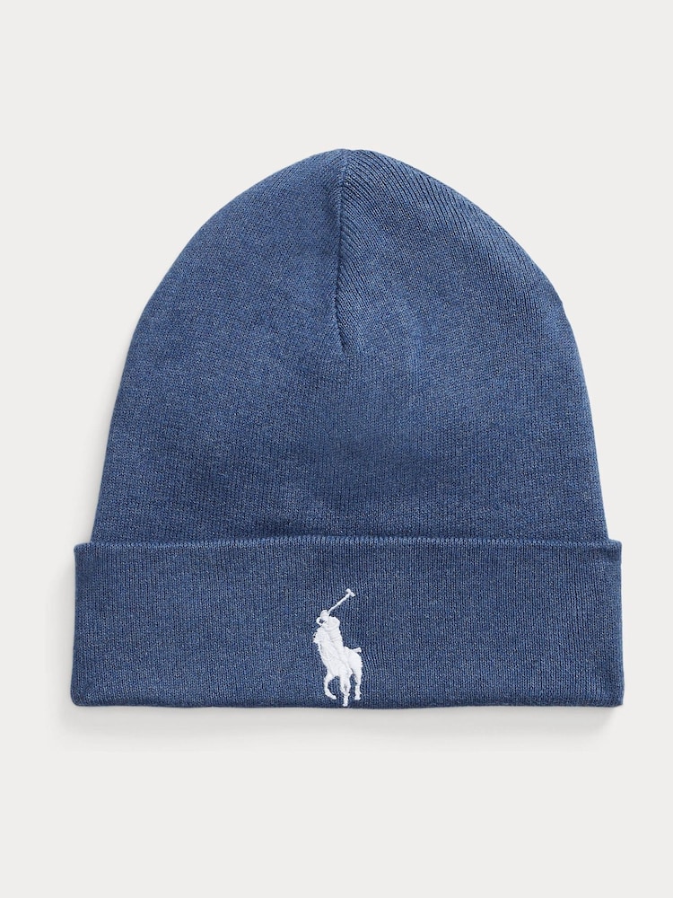 Синий - Polo Ralph Lauren Combed 100% Cotton Beanie Hat - Изображение 1 из 2