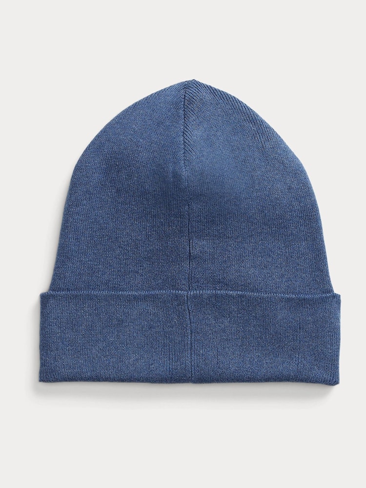 Синий - Polo Ralph Lauren Combed 100% Cotton Beanie Hat - Изображение 2 из 2