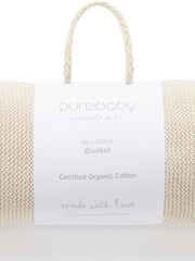 لون طبيعي - بطانية محبوكة بملمس بارز من القطن 100% من Purebaby - Image 6 of 6