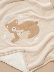 Purebaby Natural Embroidered Lined 100% Cotton Blanket - Image 1 of 3