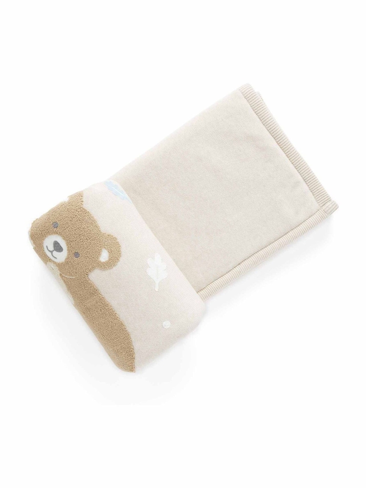 Purebaby Natural Embroidered Lined 100% Cotton Blanket - Image 2 of 3