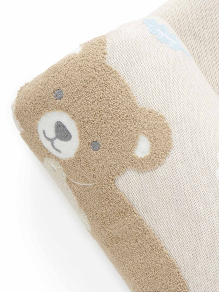 Purebaby Natural Embroidered Lined 100% Cotton Blanket - Image 3 of 3