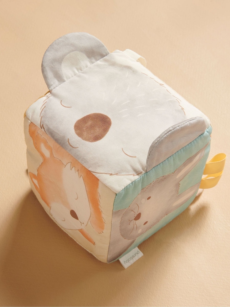 Purebaby Green Animal Character Sensory Cube 100% Cotton Toy - Image 1 of 4