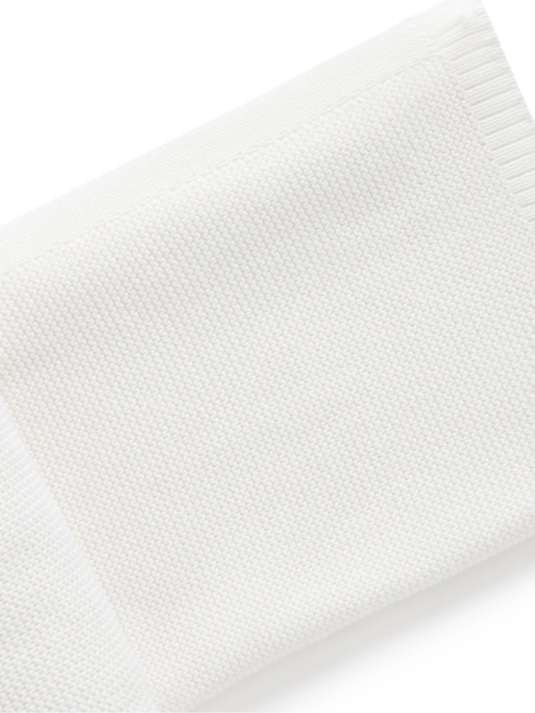 Purebaby White Textured Knit 100% Cotton Blanket - Image 2 of 3